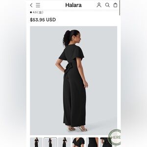 Halara Black Jumpsuit XL NWT - V Neck short - side tie to appear dress MSRP $54